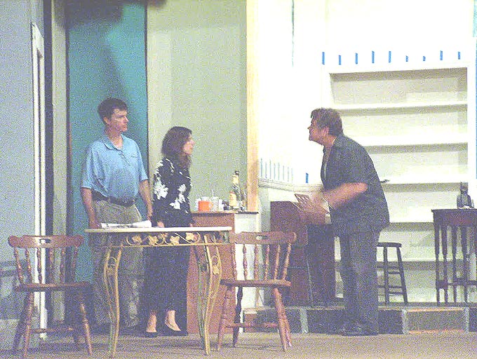 [l-r]Tim McGovern as Jerry Sloan, Ana Soulios as Alice Sloan, Lou Savarese as Abe Dreyfus